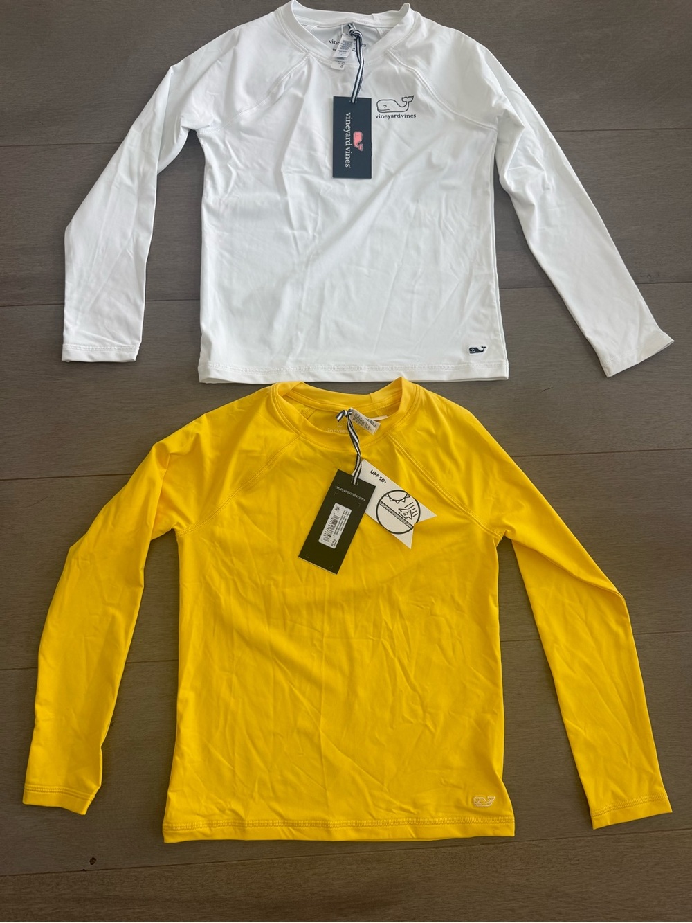 Vineyard Vines Kids' Long-Sleeve Rash Guard/Swim Shirts - White & Yellow